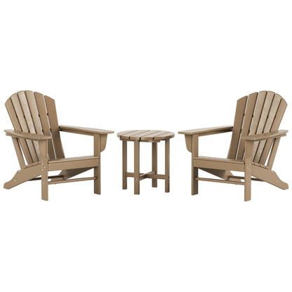 Sedie Adirondack da esterno Polytrends Altura Classic, ecologiche e adatte a tutte le stagioni, con tavolino laterale (set da 3 pezzi)