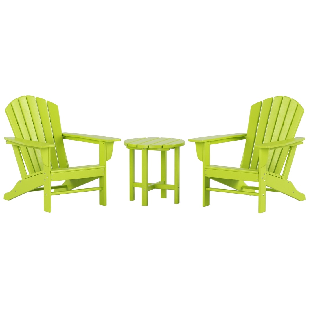 Sedie Adirondack da esterno Polytrends Altura Classic, ecologiche e adatte a tutte le stagioni, con tavolino laterale (set da 3 pezzi)