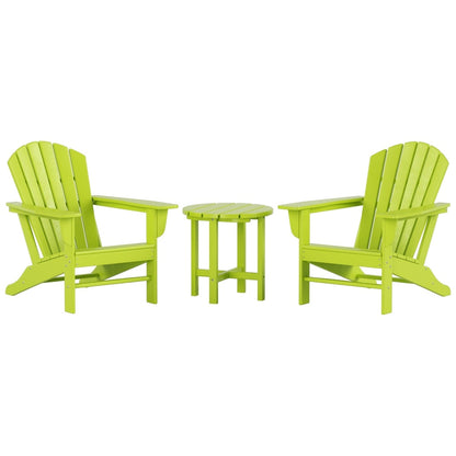 Sedie Adirondack da esterno Polytrends Altura Classic, ecologiche e adatte a tutte le stagioni, con tavolino laterale (set da 3 pezzi)