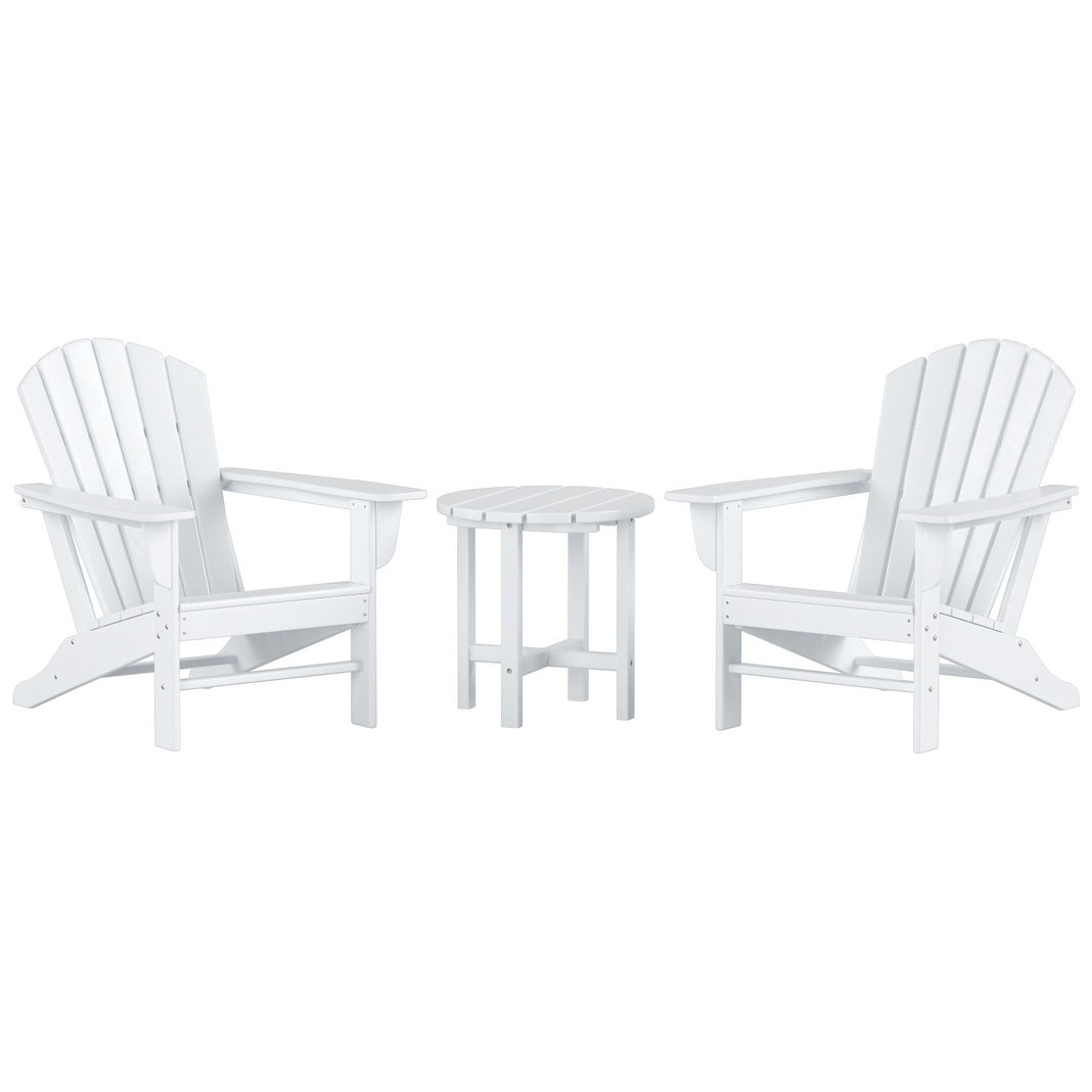 Sedie Adirondack da esterno Polytrends Altura Classic, ecologiche e adatte a tutte le stagioni, con tavolino laterale (set da 3 pezzi)