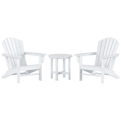 Sedie Adirondack da esterno Polytrends Altura Classic, ecologiche e adatte a tutte le stagioni, con tavolino laterale (set da 3 pezzi)