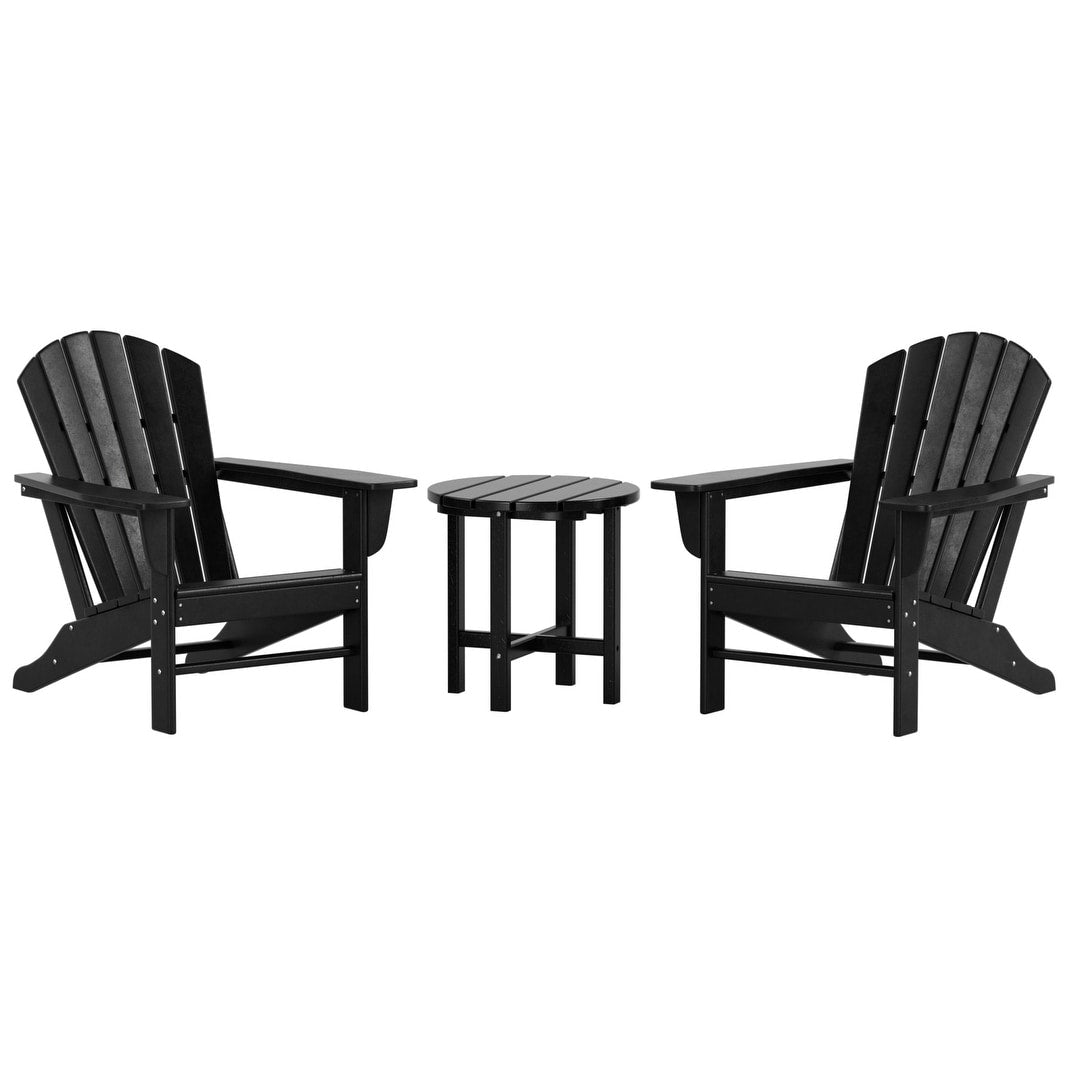 Sedie Adirondack da esterno Polytrends Altura Classic, ecologiche e adatte a tutte le stagioni, con tavolino laterale (set da 3 pezzi)