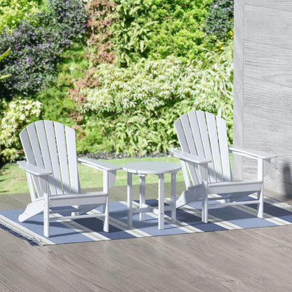 Sedie Adirondack da esterno Polytrends Altura Classic, ecologiche e adatte a tutte le stagioni, con tavolino laterale (set da 3 pezzi)