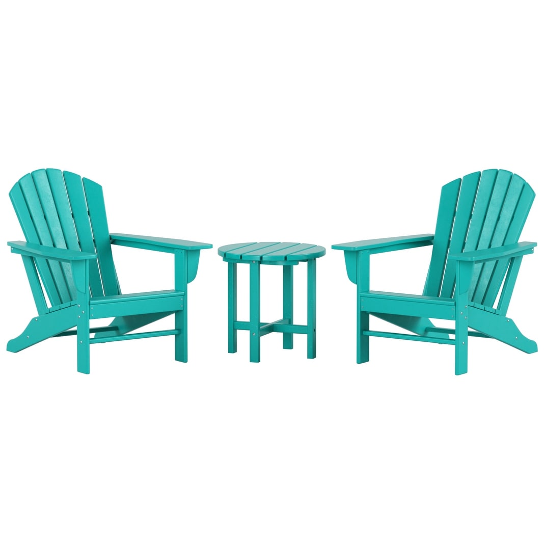 Sedie Adirondack da esterno Polytrends Altura Classic, ecologiche e adatte a tutte le stagioni, con tavolino laterale (set da 3 pezzi)