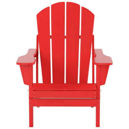 Sedia Adirondack pieghevole per esterni e patio Polytrends Laguna HDPE, adatta a tutte le stagioni, con pouf e tavolino laterale (set da 3 pezzi)