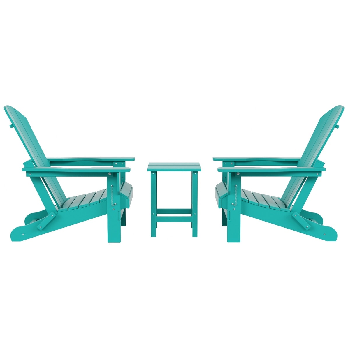Sedie Adirondack pieghevoli per esterni e patio Polytrends Laguna HDPE, adatte a tutte le stagioni, con tavolino laterale (set da 3 pezzi)