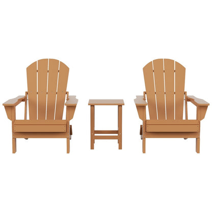 Sedie Adirondack pieghevoli per esterni e patio Polytrends Laguna HDPE, adatte a tutte le stagioni, con tavolino laterale (set da 3 pezzi)