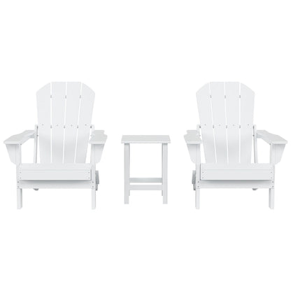 Sedie Adirondack pieghevoli per esterni e patio Polytrends Laguna HDPE, adatte a tutte le stagioni, con tavolino laterale (set da 3 pezzi)