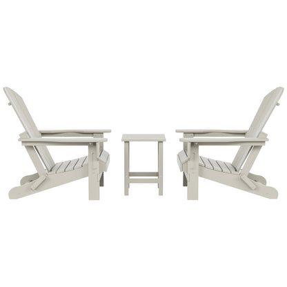 Sedie Adirondack pieghevoli per esterni e patio Polytrends Laguna HDPE, adatte a tutte le stagioni, con tavolino laterale (set da 3 pezzi)