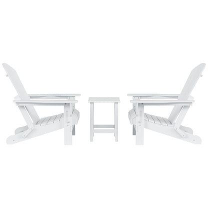 Sedie Adirondack pieghevoli per esterni e patio Polytrends Laguna HDPE, adatte a tutte le stagioni, con tavolino laterale (set da 3 pezzi)