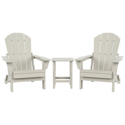 Sedie Adirondack pieghevoli per esterni e patio Polytrends Laguna HDPE, adatte a tutte le stagioni, con tavolino laterale (set da 3 pezzi)