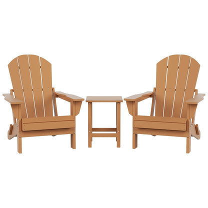 Sedie Adirondack pieghevoli per esterni e patio Polytrends Laguna HDPE, adatte a tutte le stagioni, con tavolino laterale (set da 3 pezzi)