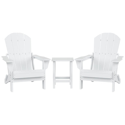 Sedie Adirondack pieghevoli per esterni e patio Polytrends Laguna HDPE, adatte a tutte le stagioni, con tavolino laterale (set da 3 pezzi)