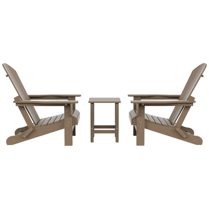 Sedie Adirondack pieghevoli per esterni e patio Polytrends Laguna HDPE, adatte a tutte le stagioni, con tavolino laterale (set da 3 pezzi)