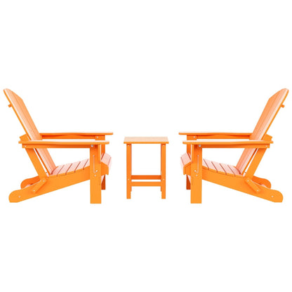 Sedie Adirondack pieghevoli per esterni e patio Polytrends Laguna HDPE, adatte a tutte le stagioni, con tavolino laterale (set da 3 pezzi)