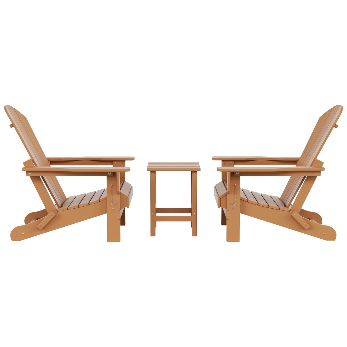 Sedie Adirondack pieghevoli per esterni e patio Polytrends Laguna HDPE, adatte a tutte le stagioni, con tavolino laterale (set da 3 pezzi)
