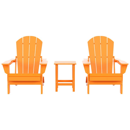 Sedie Adirondack pieghevoli per esterni e patio Polytrends Laguna HDPE, adatte a tutte le stagioni, con tavolino laterale (set da 3 pezzi)