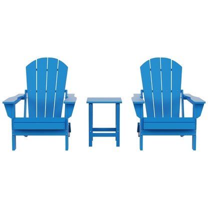 Sedie Adirondack pieghevoli per esterni e patio Polytrends Laguna HDPE, adatte a tutte le stagioni, con tavolino laterale (set da 3 pezzi)