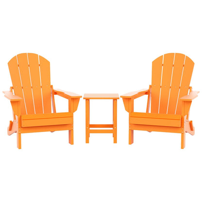 Sedie Adirondack pieghevoli per esterni e patio Polytrends Laguna HDPE, adatte a tutte le stagioni, con tavolino laterale (set da 3 pezzi)