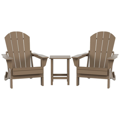 Sedie Adirondack pieghevoli per esterni e patio Polytrends Laguna HDPE, adatte a tutte le stagioni, con tavolino laterale (set da 3 pezzi)