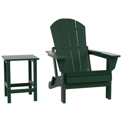 Sedia Adirondack pieghevole per esterni e patio Polytrends Laguna HDPE, adatta a tutte le stagioni, con tavolino laterale (set da 2 pezzi)