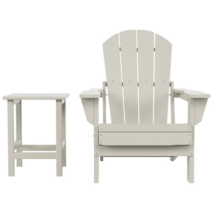 Sedia Adirondack pieghevole per esterni e patio Polytrends Laguna HDPE, adatta a tutte le stagioni, con tavolino laterale (set da 2 pezzi)