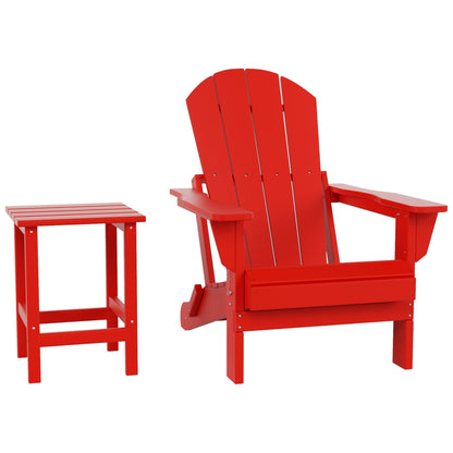 Sedia Adirondack pieghevole per esterni e patio Polytrends Laguna HDPE, adatta a tutte le stagioni, con tavolino laterale (set da 2 pezzi)