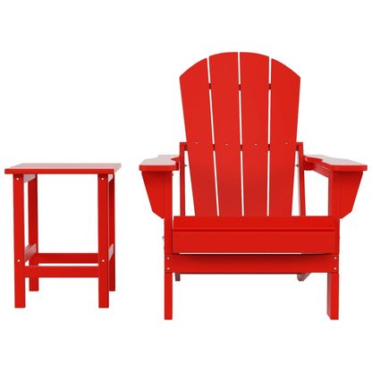 Sedia Adirondack pieghevole per esterni e patio Polytrends Laguna HDPE, adatta a tutte le stagioni, con tavolino laterale (set da 2 pezzi)