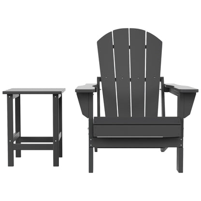 Sedia Adirondack pieghevole per esterni e patio Polytrends Laguna HDPE, adatta a tutte le stagioni, con tavolino laterale (set da 2 pezzi)