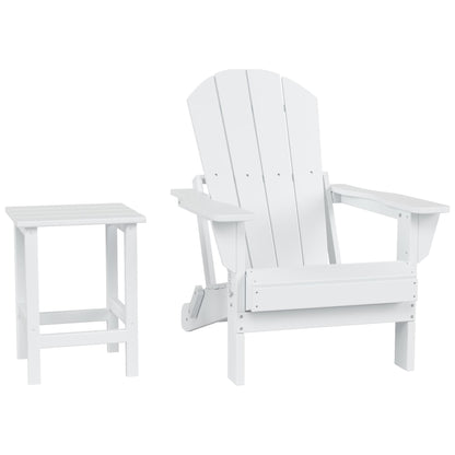 Sedia Adirondack pieghevole per esterni e patio Polytrends Laguna HDPE, adatta a tutte le stagioni, con tavolino laterale (set da 2 pezzi)