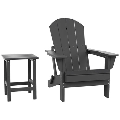 Sedia Adirondack pieghevole per esterni e patio Polytrends Laguna HDPE, adatta a tutte le stagioni, con tavolino laterale (set da 2 pezzi)