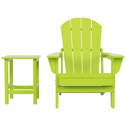 Sedia Adirondack pieghevole per esterni e patio Polytrends Laguna HDPE, adatta a tutte le stagioni, con tavolino laterale (set da 2 pezzi)