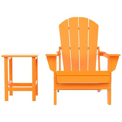 Sedia Adirondack pieghevole per esterni e patio Polytrends Laguna HDPE, adatta a tutte le stagioni, con tavolino laterale (set da 2 pezzi)