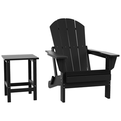 Sedia Adirondack pieghevole per esterni e patio Polytrends Laguna HDPE, adatta a tutte le stagioni, con tavolino laterale (set da 2 pezzi)