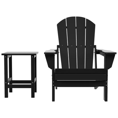 Sedia Adirondack pieghevole per esterni e patio Polytrends Laguna HDPE, adatta a tutte le stagioni, con tavolino laterale (set da 2 pezzi)