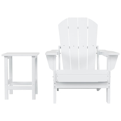 Sedia Adirondack pieghevole per esterni e patio Polytrends Laguna HDPE, adatta a tutte le stagioni, con tavolino laterale (set da 2 pezzi)