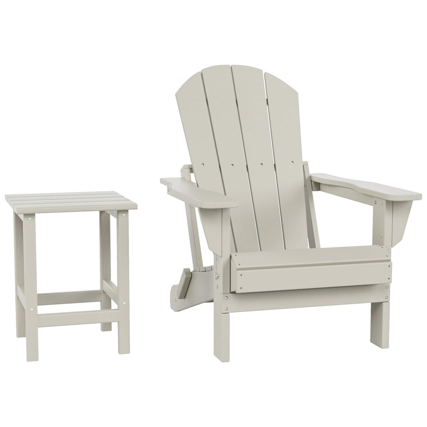 Sedia Adirondack pieghevole per esterni e patio Polytrends Laguna HDPE, adatta a tutte le stagioni, con tavolino laterale (set da 2 pezzi)