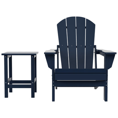 Sedia Adirondack pieghevole per esterni e patio Polytrends Laguna HDPE, adatta a tutte le stagioni, con tavolino laterale (set da 2 pezzi)