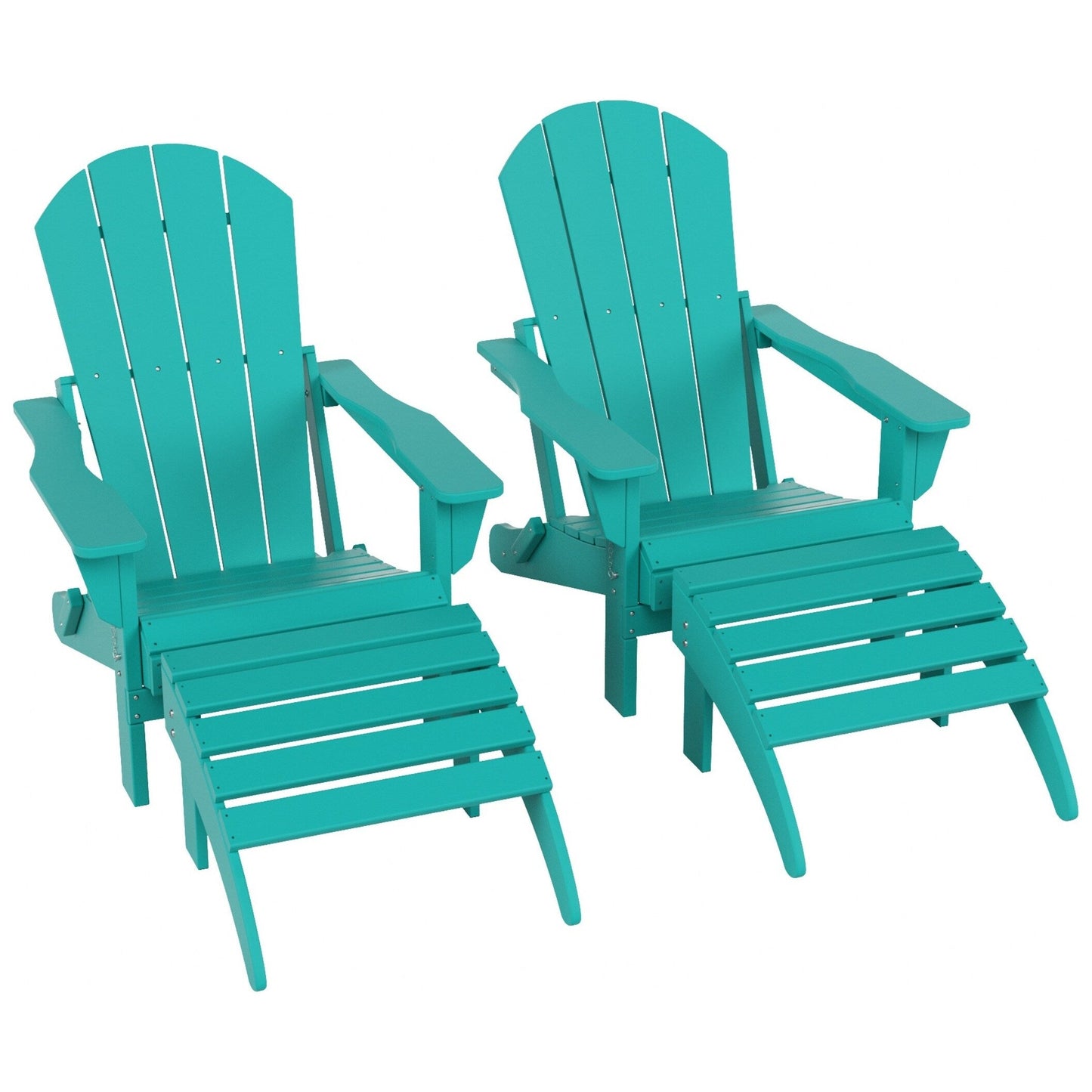 Sedie Adirondack pieghevoli per esterni e patio Polytrends Laguna in HDPE, adatte a tutte le stagioni, con pouf (set da 5 pezzi)