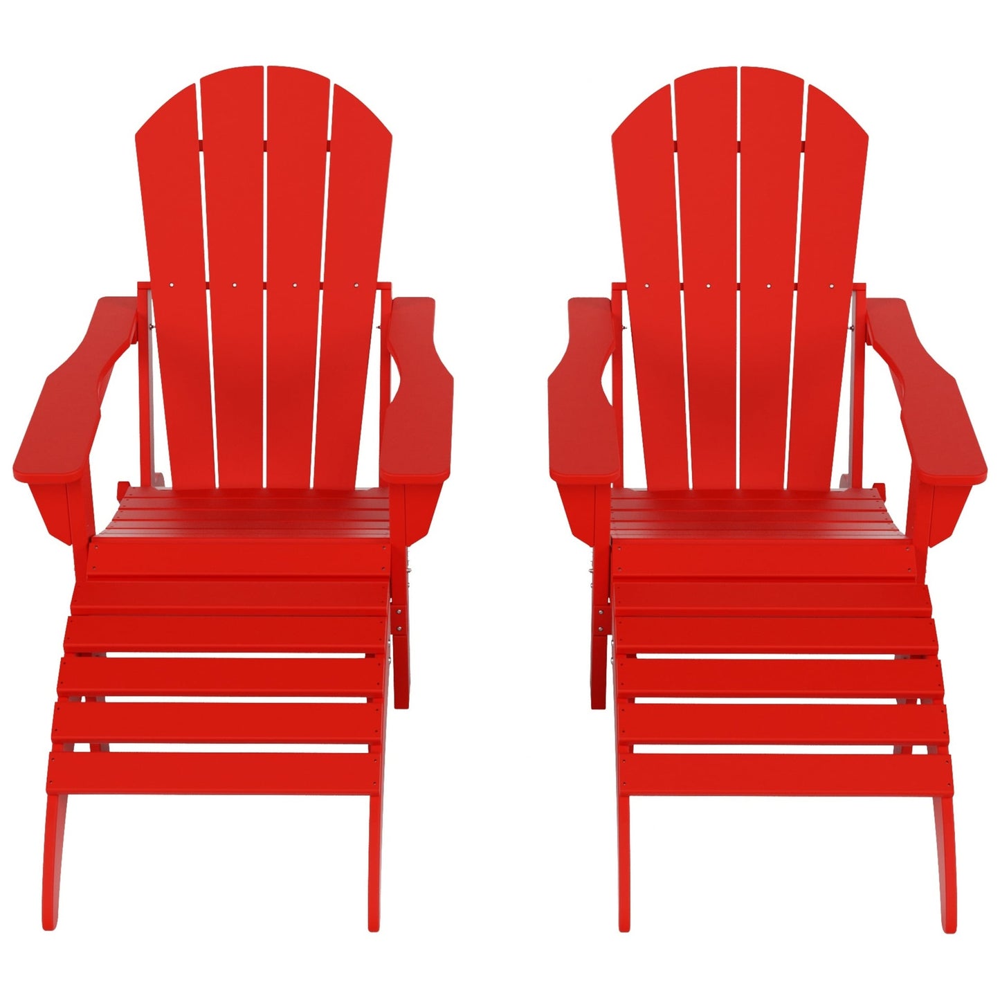 Sedie Adirondack pieghevoli per esterni e patio Polytrends Laguna in HDPE, adatte a tutte le stagioni, con pouf (set da 5 pezzi)