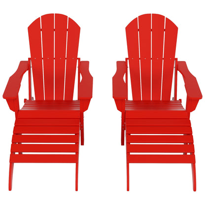 Sedie Adirondack pieghevoli per esterni e patio Polytrends Laguna in HDPE, adatte a tutte le stagioni, con pouf (set da 5 pezzi)