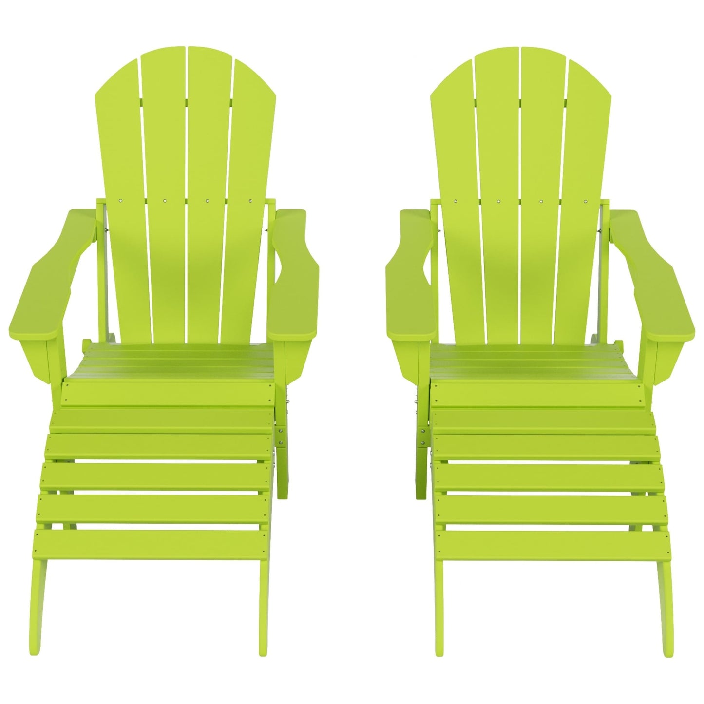 Sedie Adirondack pieghevoli per esterni e patio Polytrends Laguna in HDPE, adatte a tutte le stagioni, con pouf (set da 5 pezzi)