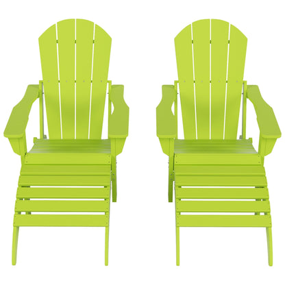 Sedie Adirondack pieghevoli per esterni e patio Polytrends Laguna in HDPE, adatte a tutte le stagioni, con pouf (set da 5 pezzi)