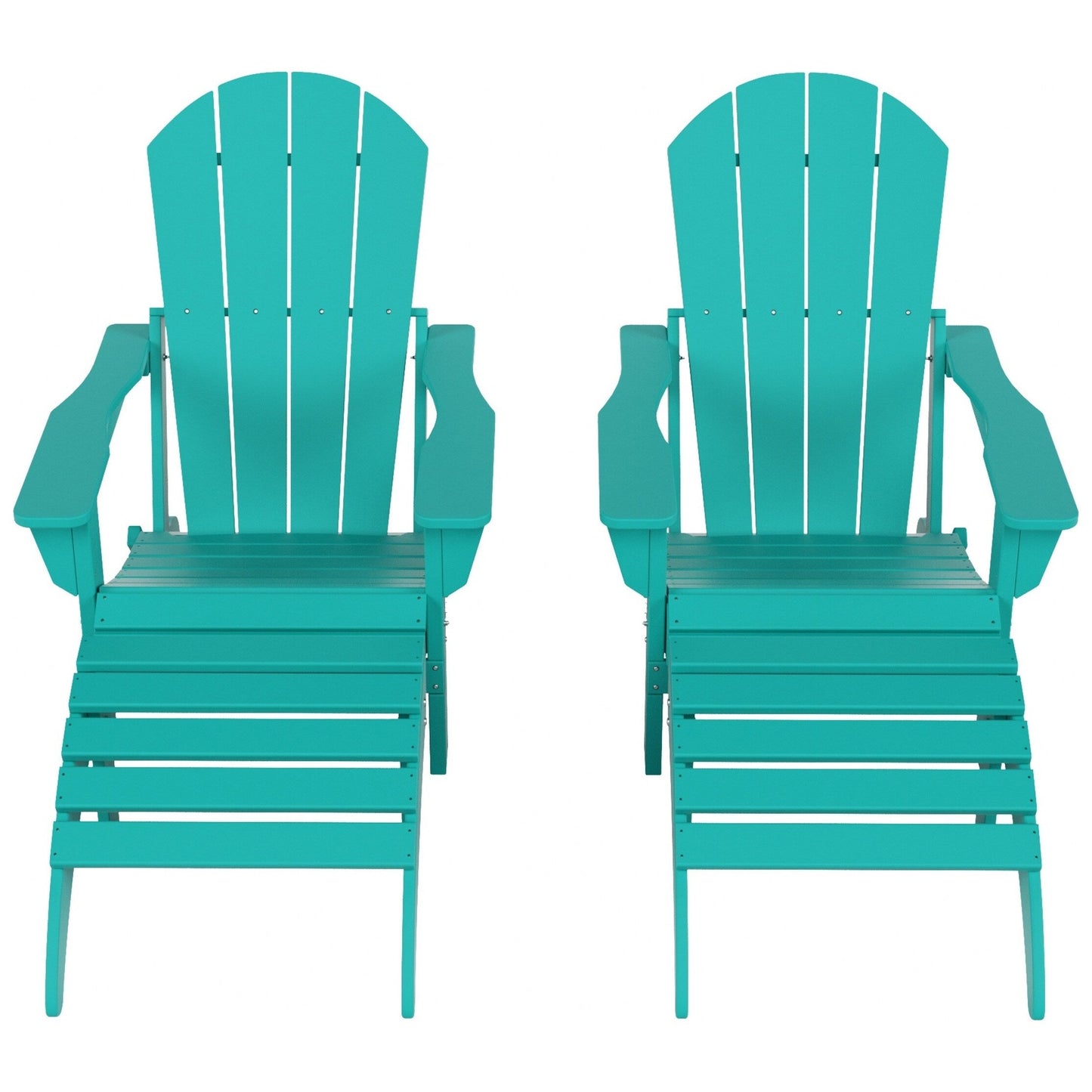 Sedie Adirondack pieghevoli per esterni e patio Polytrends Laguna in HDPE, adatte a tutte le stagioni, con pouf (set da 5 pezzi)