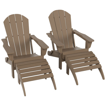 Sedie Adirondack pieghevoli per esterni e patio Polytrends Laguna in HDPE, adatte a tutte le stagioni, con pouf (set da 5 pezzi)