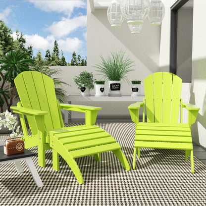 Sedie Adirondack pieghevoli per esterni e patio Polytrends Laguna in HDPE, adatte a tutte le stagioni, con pouf (set da 5 pezzi)