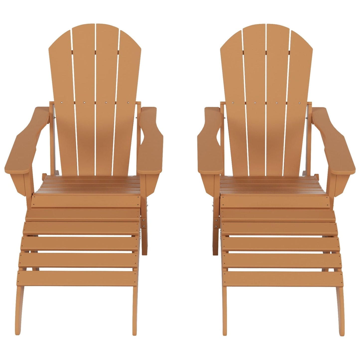 Sedie Adirondack pieghevoli per esterni e patio Polytrends Laguna in HDPE, adatte a tutte le stagioni, con pouf (set da 5 pezzi)