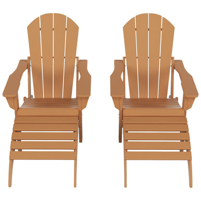 Sedie Adirondack pieghevoli per esterni e patio Polytrends Laguna in HDPE, adatte a tutte le stagioni, con pouf (set da 5 pezzi)