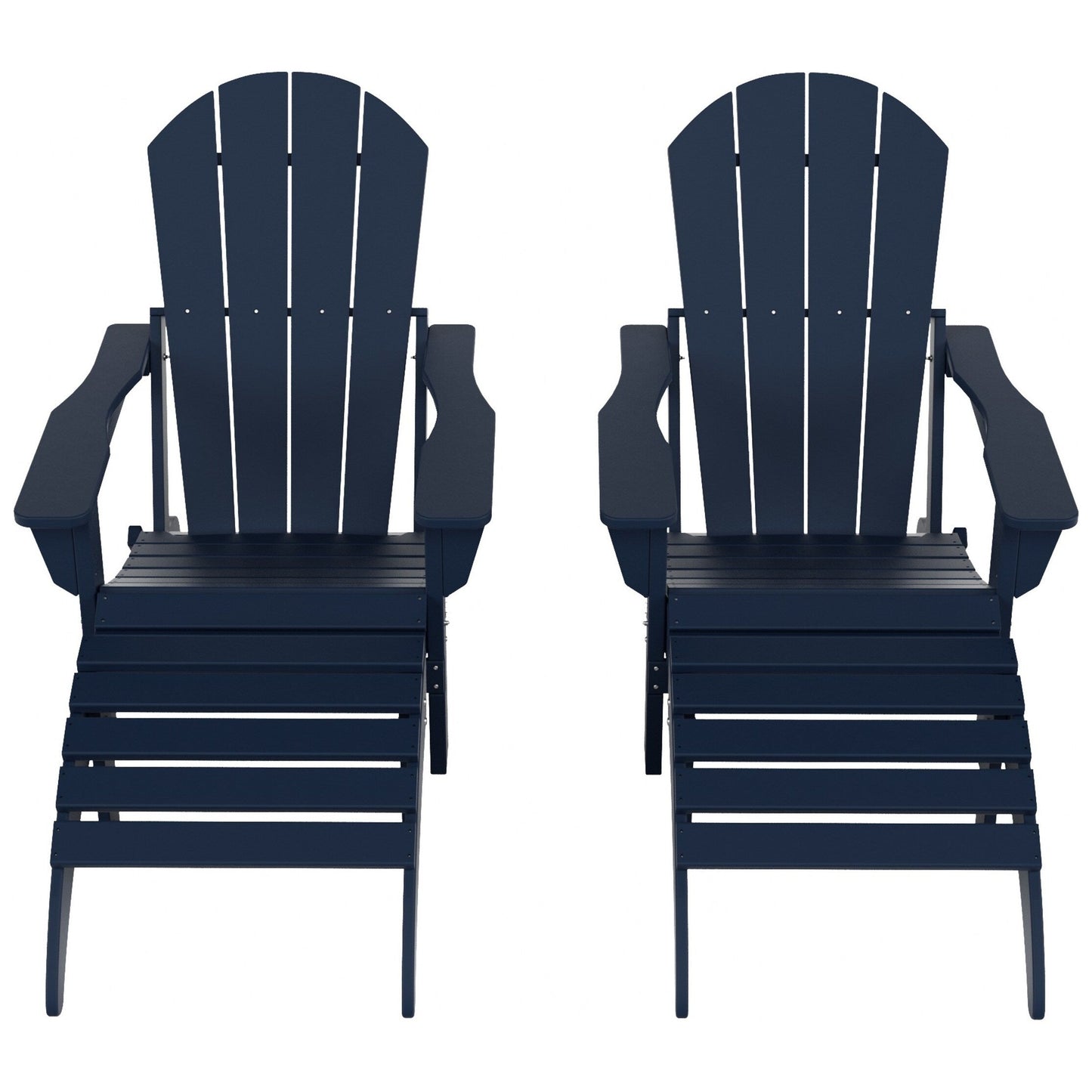 Sedie Adirondack pieghevoli per esterni e patio Polytrends Laguna in HDPE, adatte a tutte le stagioni, con pouf (set da 5 pezzi)