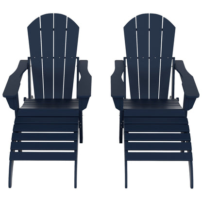 Sedie Adirondack pieghevoli per esterni e patio Polytrends Laguna in HDPE, adatte a tutte le stagioni, con pouf (set da 5 pezzi)